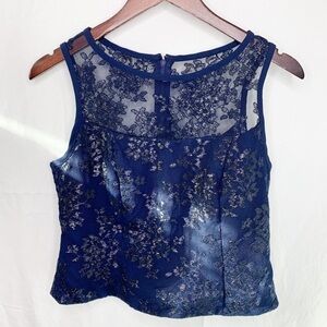 VINTAGE Lori-Ann Cropped Formal Mesh Zip up Top